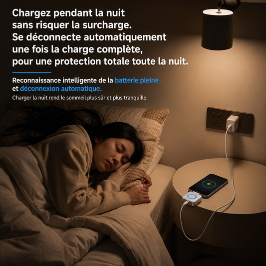 StopCharge™ :Votre téléphone vaut cher. Protégez automatiquement la batterie, même pendant votre sommeil.